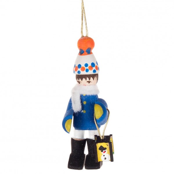 Dregeno Erzgebirge - Behang Winterkind blau mit Laterne