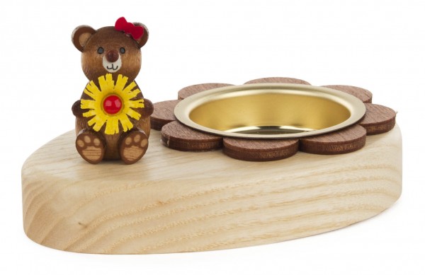 Dregeno Erzgebirge - Teelichthalter Teddy mit Blume