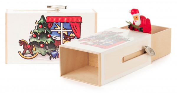 Dregeno Erzgebirge - Schiebebox »Weihnachts-Box« mit Weihnachtsmann, Melodie: O Tannenbaum
