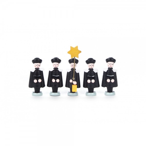 Dregeno Erzgebirge - Kurrendefiguren Sternträger und 4 Sänger mit Buch, schwarz