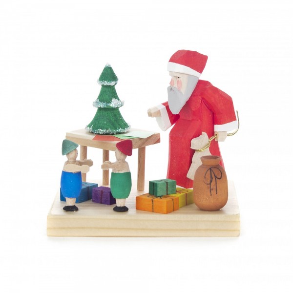Dregeno Erzgebirge - Schnitzerei - Ruprecht am Geschenketisch - 7,5cm
