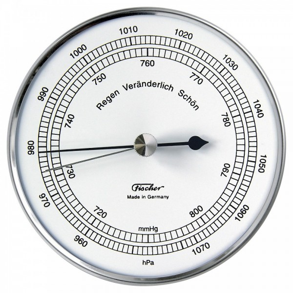 Fischer Präzis Aneroidbarometer im Edelstahlgehäuse