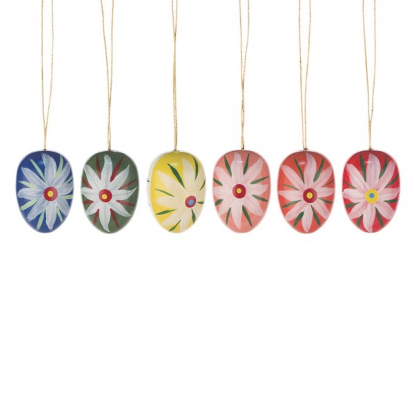 Dregeno Erzgebirge - Behang - Ostereier mit Blumenmotiven, glänzend, 6-teilig