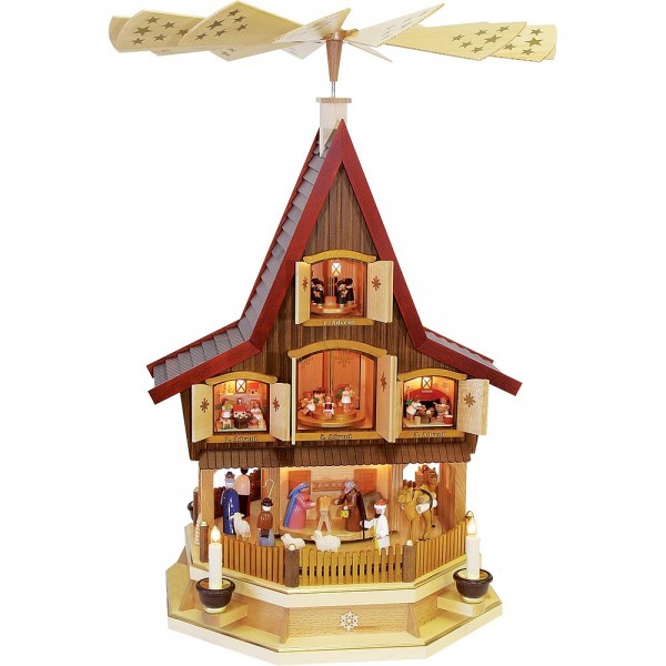 Richard Glässer Adventshaus Pyramide groß elektrisch 77cm