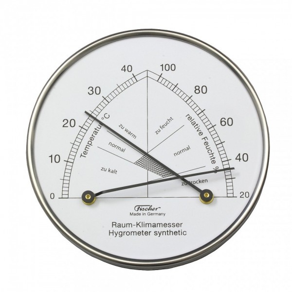 Fischer Raum-Klimamesser synthetic mit Thermometer im Edelstahlgehäuse