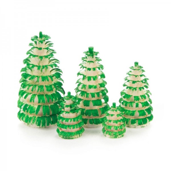 Dregeno Erzgebirge - Miniatur-Ringelbäumchen Sortiment ohne Stamm, grün, 5-teilig
