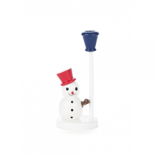 Dregeno Erzgebirge - Schneemann mit Kerzenhalter - 6cm