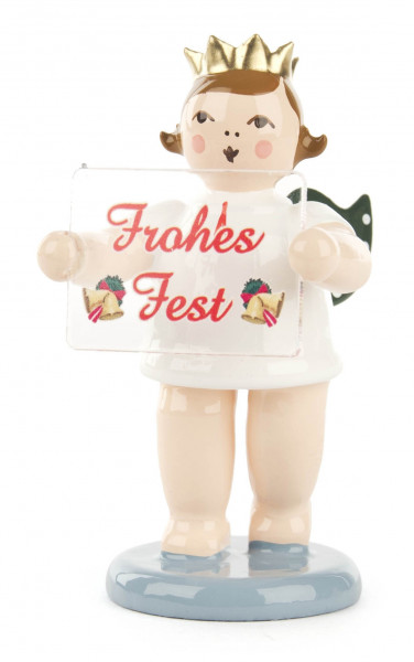 Dregeno Erzgebirge - Engel mit Weihnachtsschild und Krone