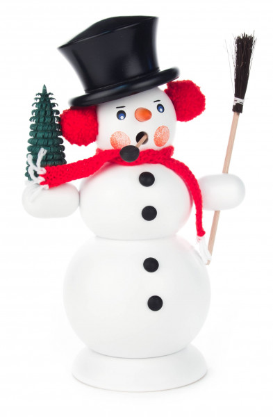 Dregeno Erzgebirge - Räuchermann Schneemann mit Besen