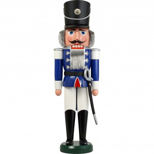 Seiffener Volkskunst Nussknacker Grossfigur - Husar Blau 60cm