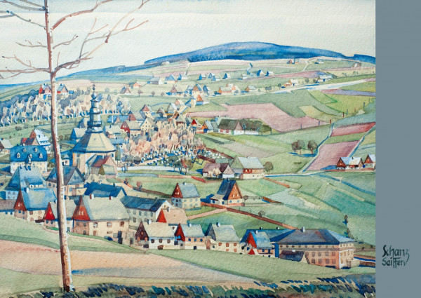 Dregeno Erzgebirge - Künstlerkarte Max Schanz »Farben des Gebirges«, Seiffener Dorf