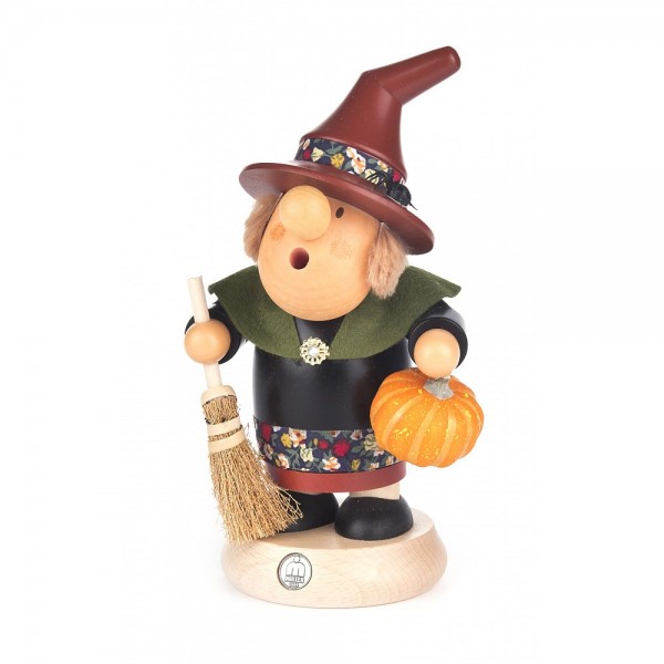 Dregeno Erzgebirge - Räuchermann-Serie Müllerchen - Halloween-Hexe - 16cm