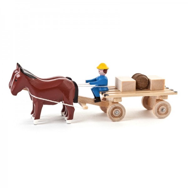 Dregeno Erzgebirge - Miniatur-Pferde mit Lattenwagen und Kisten
