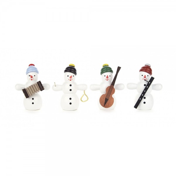 Dregeno Erzgebirge - Miniaturen Schneemannquartett mit Instrumenten, Nr.2 - 6cm
