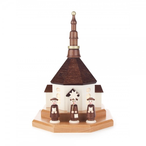Dregeno Erzgebirge - Seiffener Kirche auf Sockel, elektrisch beleuchtet - 24cm