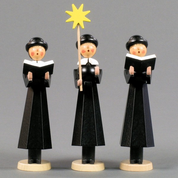 Dregeno Erzgebirge - Kurrendefiguren 3er-Gruppe hoch, schwarz - 14cm