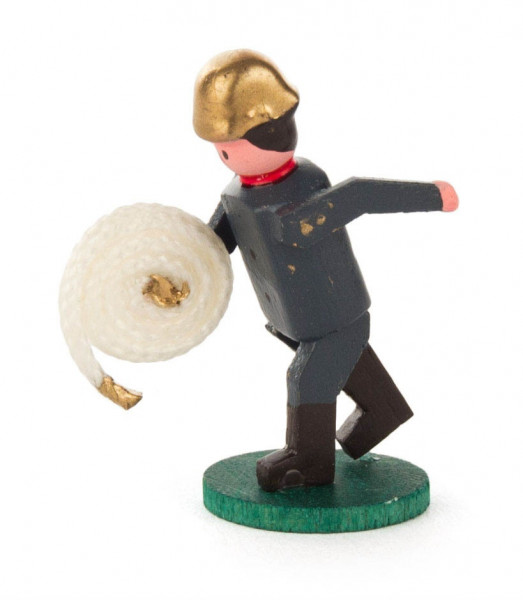 Dregeno Erzgebirge - Miniatur-Feuerwehrmann mit Schlauchrolle