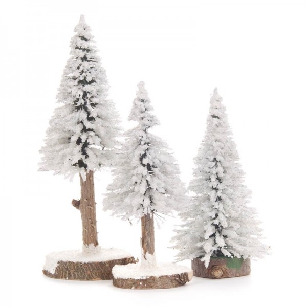 Dregeno Erzgebirge - Miniatur-Fichten, weiß, 3-teilig