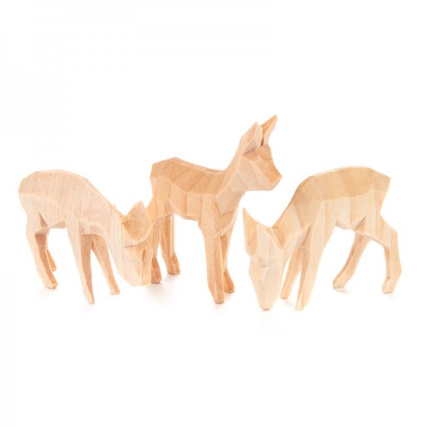 Dregeno Erzgebirge - Miniatur-Geschnitzte Rehe, 3-teilig