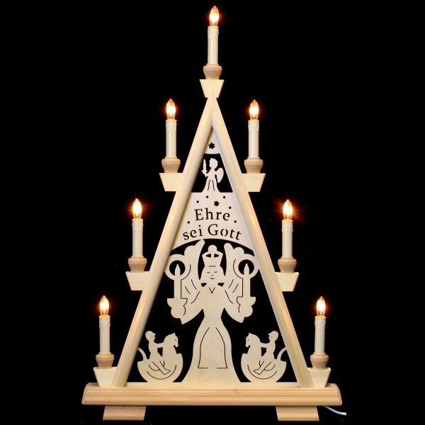 Holzkunst Niederle - Lichterspitze 3 Etagen - Engel (Ehre sei Gott)