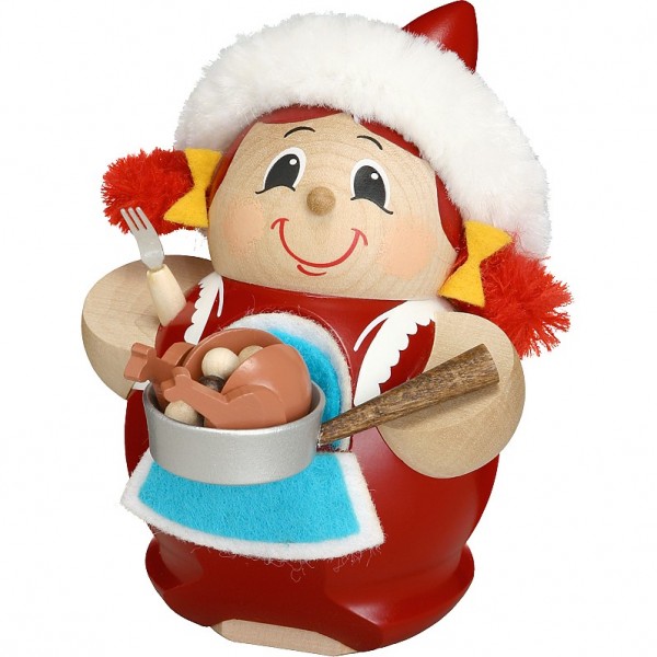 Seiffener Volkskunst Kugelräucherfigur Frau Nikolaus mit Gans