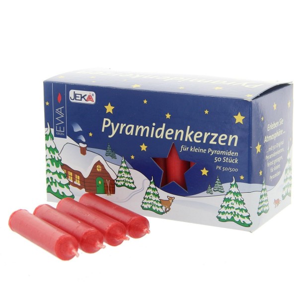 Feine Pyramidenkerzen - Rot, 50 Stück Packung