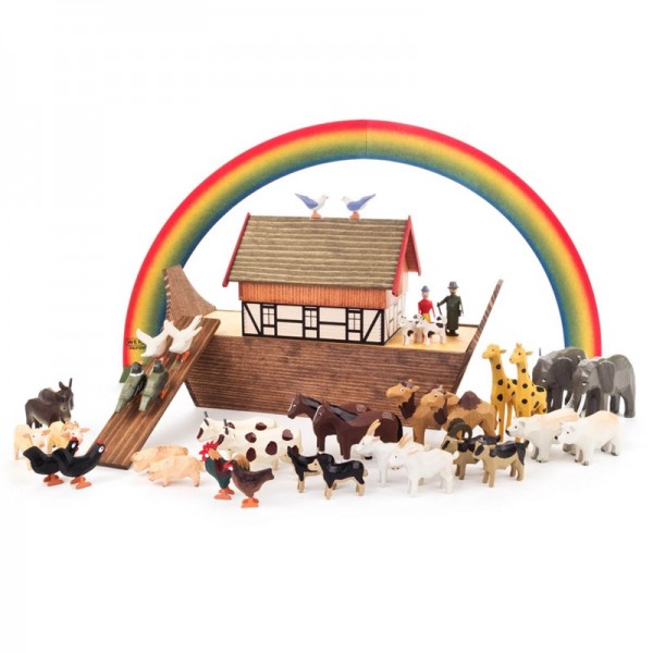 Dregeno Erzgebirge - Miniatur-Arche Noah mit 36 Tieren und 2 Figuren