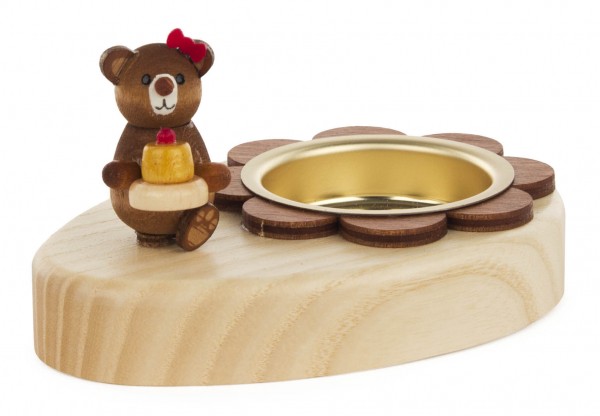 Dregeno Erzgebirge - Teelichthalter Teddy mit Kuchen