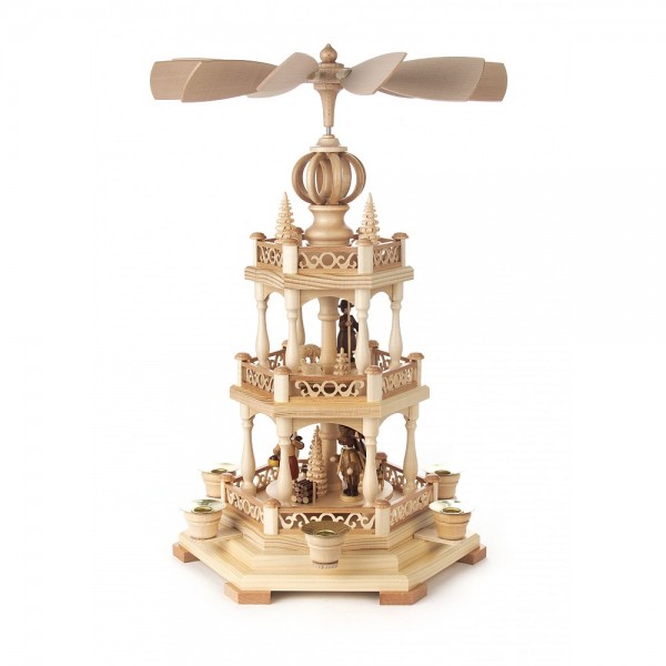 Dregeno Erzgebirge - Pyramide 2-stöckig mit Waldleute - 43cm