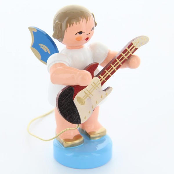 Uhlig Engel stehend mit E-Gitarre, blaue Flügel, handbemalt
