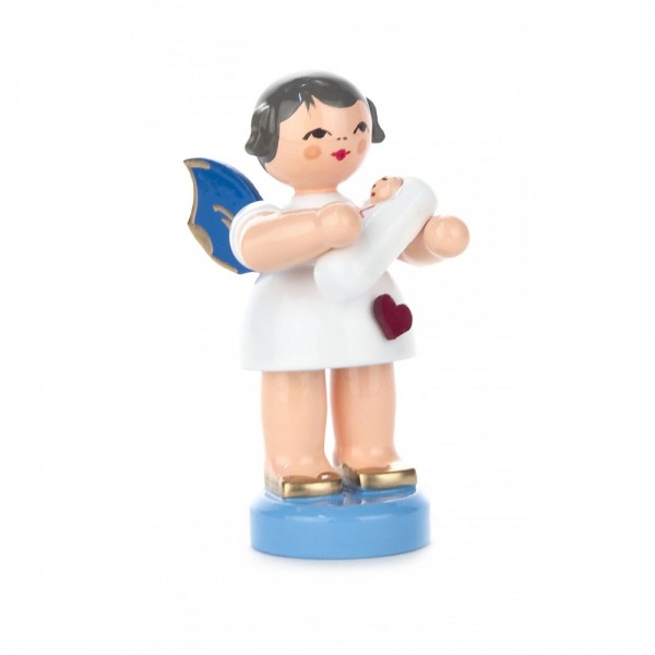 Dregeno Erzgebirge - Herzengel mit Baby, Mädchen, blaue Flügel