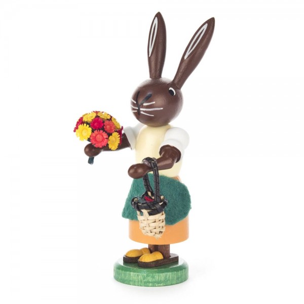 Dregeno Erzgebirge - Häsin Gärtnerin mit Blumenstrauß