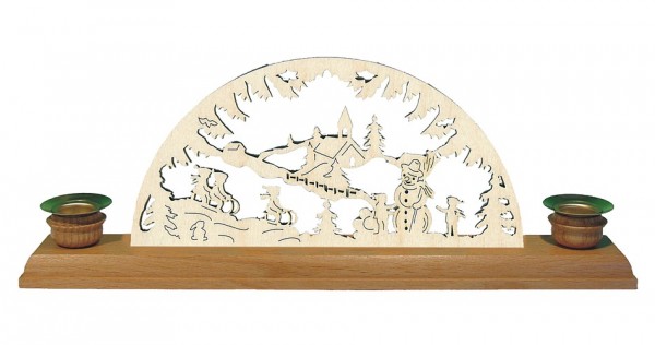 Lenk & Sohn Kerzenständer Erzgebirge 2-flammig Winterlandschaft