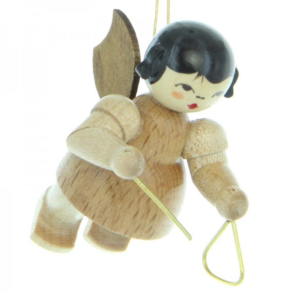 Uhlig Engel schwebend mit Triangel , natur, handbemalt