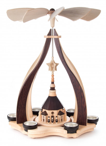 Dregeno Erzgebirge - Design-Pyramide »Seiffener Kirche« Wenge, für Teelichte