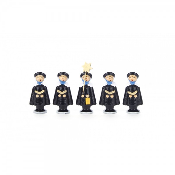 Dregeno Erzgebirge - Kurrendefiguren Sternträger und 4 Sänger mit Buch, schwarz