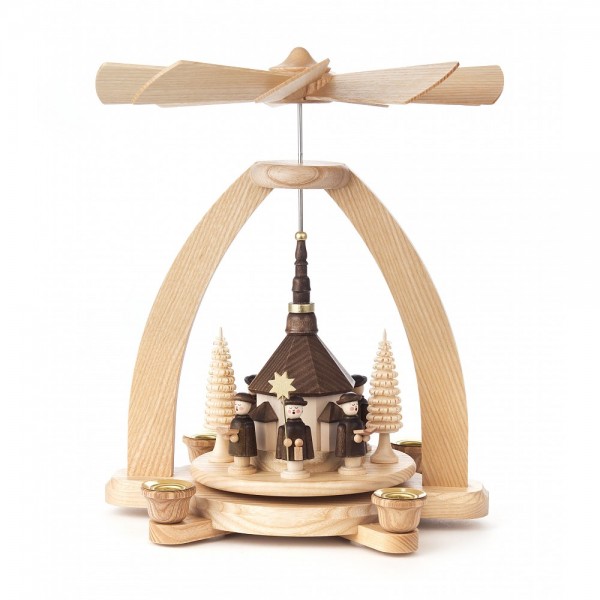 Dregeno Erzgebirge - Pyramide klein mit Seiffener Kirche und Kurrende - 26cm