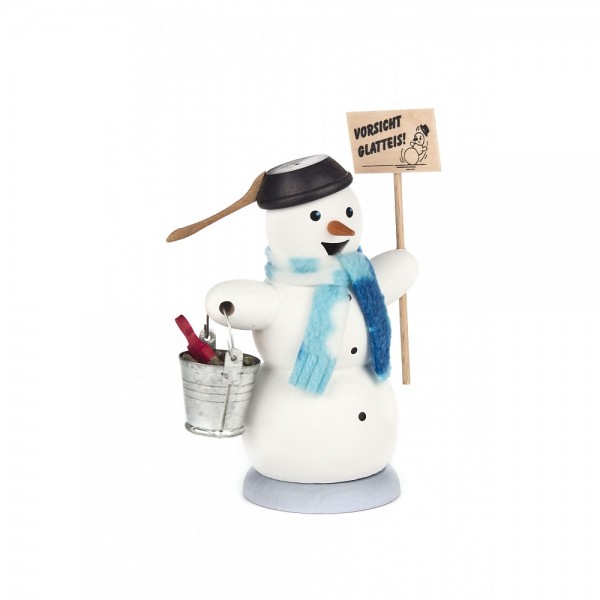 Dregeno Erzgebirge - Räuchermann Schneemann Vorsicht Glatteis - 13cm