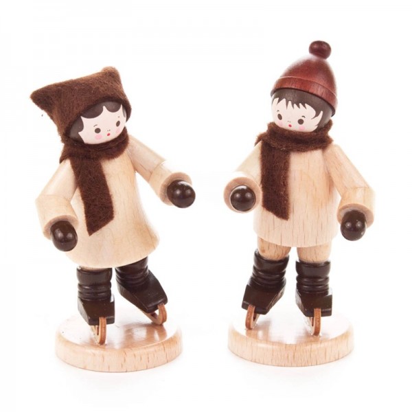 Dregeno Erzgebirge - Miniatur-Schlittschuhkinderpaar, natur
