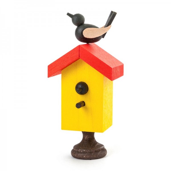 Dregeno Erzgebirge - Miniatur-Starhaus mit Singvogel, farbig