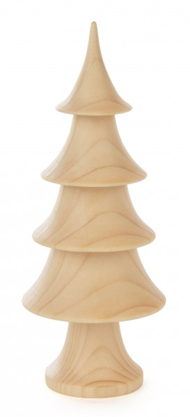 Dregeno Erzgebirge - Massivholzbaum mit Stamm natur, spitze Stufenform, 17 cm