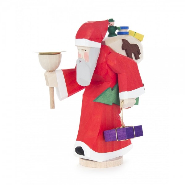 Dregeno Erzgebirge - Schnitzerei - Weihnachtsmann mit Lichtertülle - 12,5cm