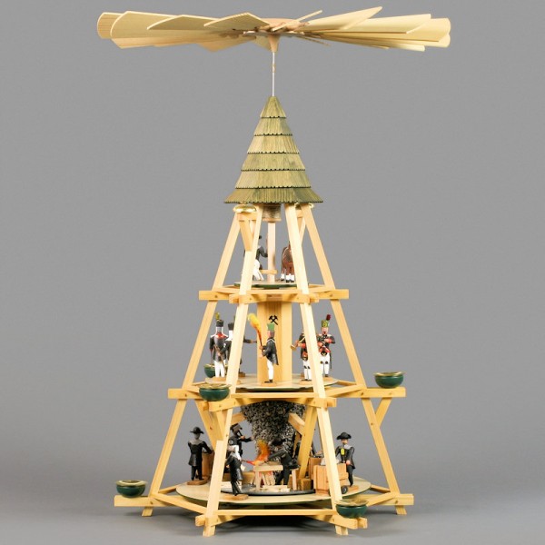 Dregeno Erzgebirge - Göpelpyramide mit Bergbauszenen, 3-stöckig - 70cm