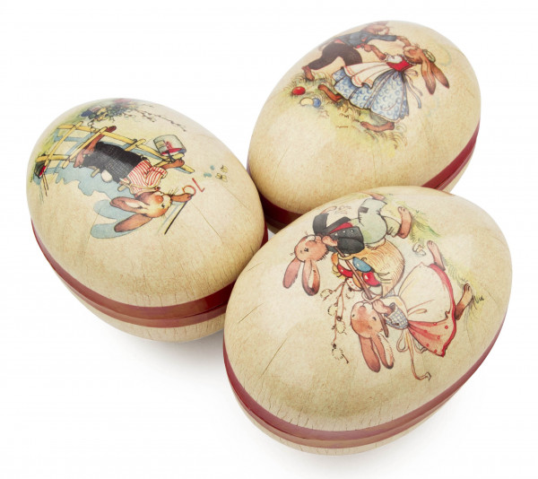 Dregeno Erzgebirge - Ostereier zum Befüllen »Happiness«, rote Borte, 15cm, 3 Motive sortiert (6)