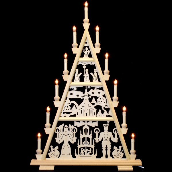 Holzkunst Niederle - Lichterspitze 4 Etagen - Seiffener Motiv