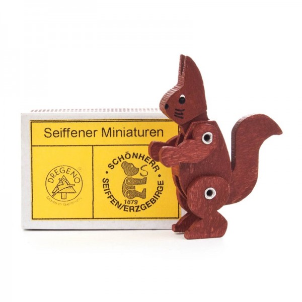Dregeno Erzgebirge - Miniatur-Zündholzschachtel mit Eichhörnchen, beweglich