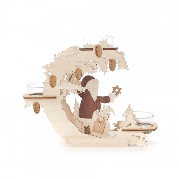 Dregeno Erzgebirge - Teelichtkranz 15cm - Motiv Weihnachtsmann