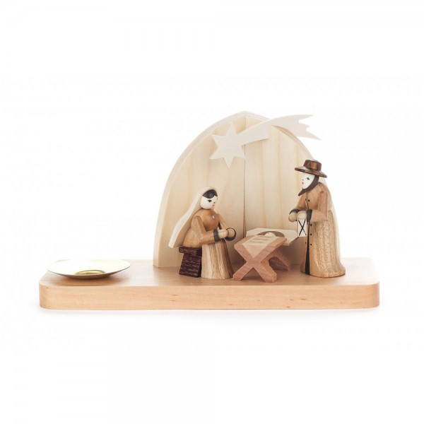 Dregeno Erzgebirge - Kerzenhalter mit Christi Geburt - 8cm