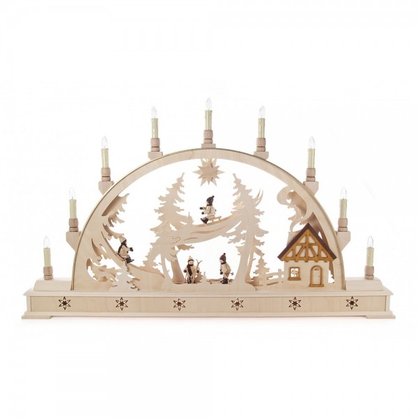 Dregeno Erzgebirge - Schwibbogen mit Winterkinder - 78cm