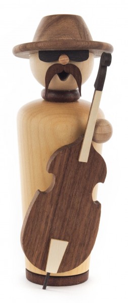 Dregeno Erzgebirge - Räucherfigur Meisterstück „Bassist“ aus Ahornholz